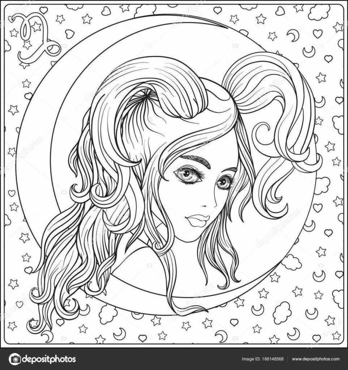 Colorful aries coloring book