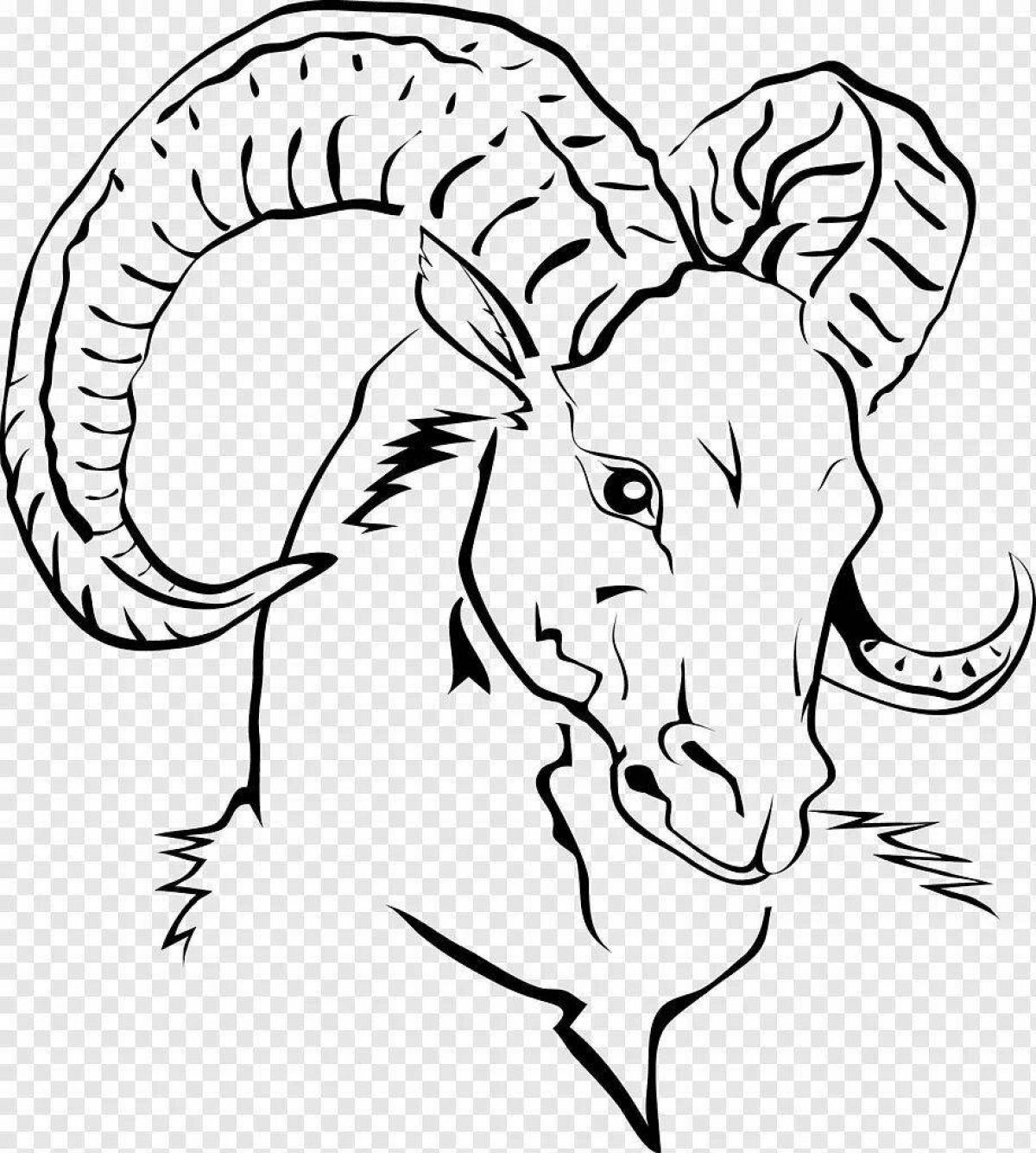Coloring page playful ram
