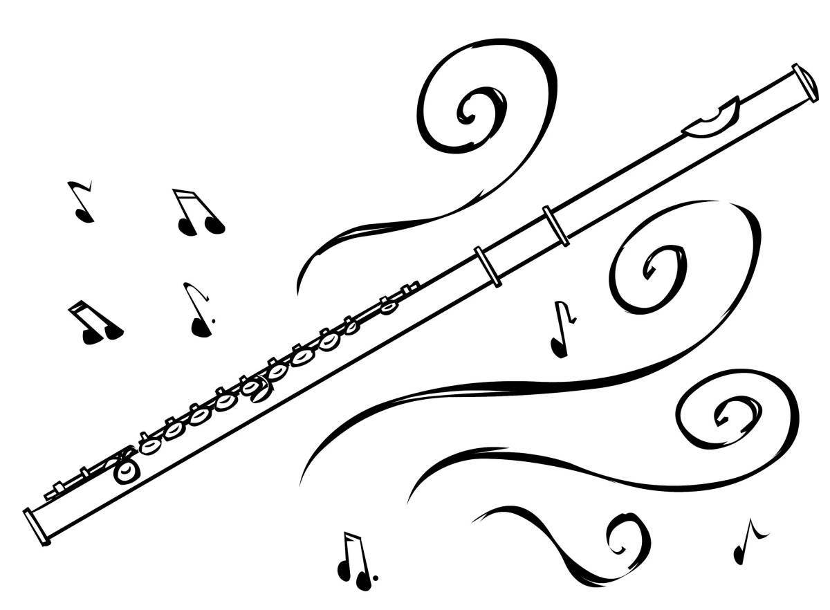 Artistic flute coloring page