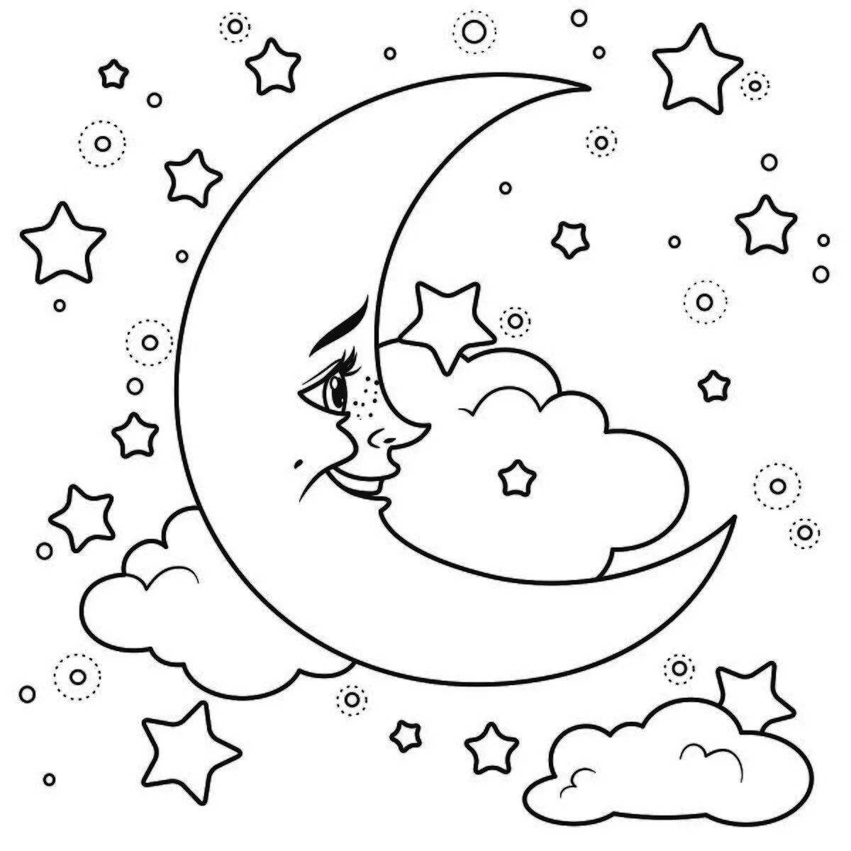 Bright Crescent Coloring Page