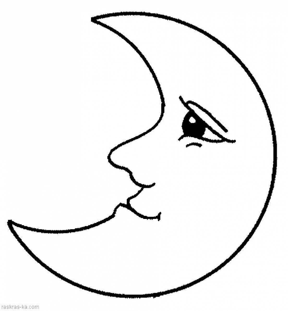 Happy crescent moon coloring page