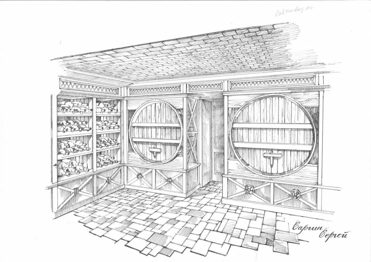 Colouring cheerful cellar