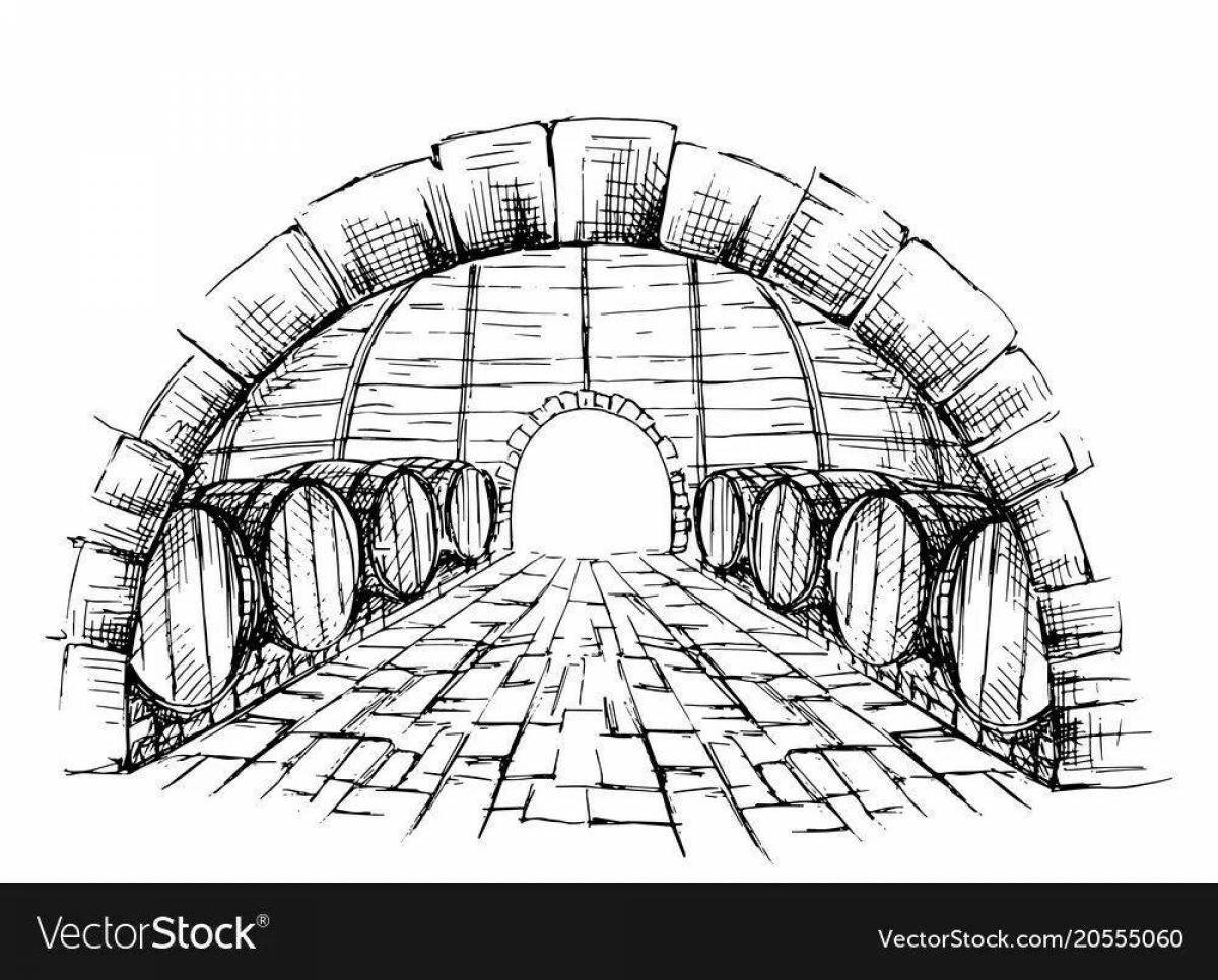 Игривая страница раскраски подвала