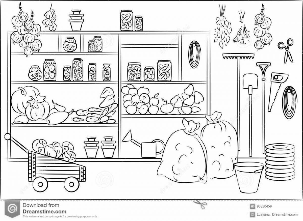 Creative basement coloring page
