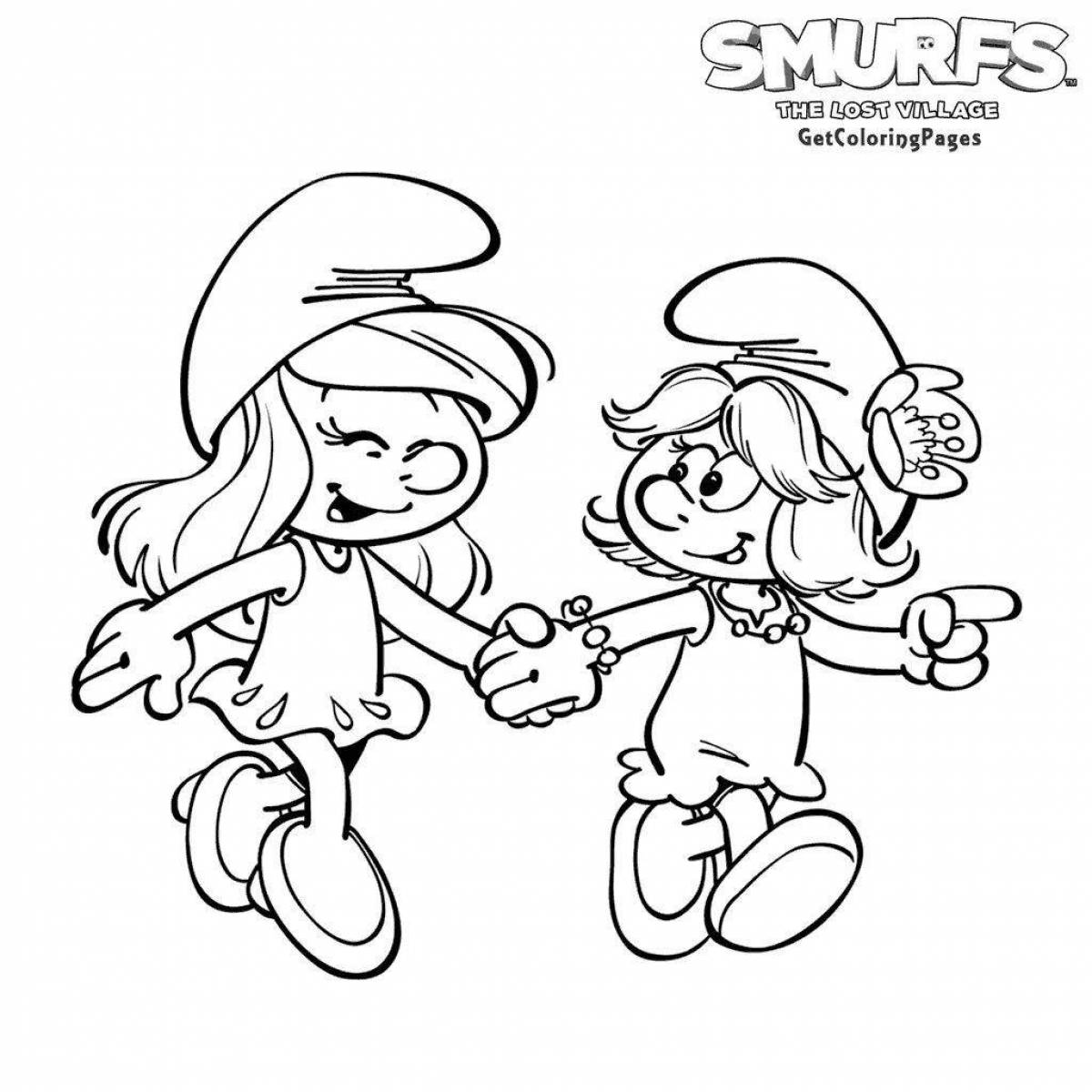 Animated smurfette coloring page
