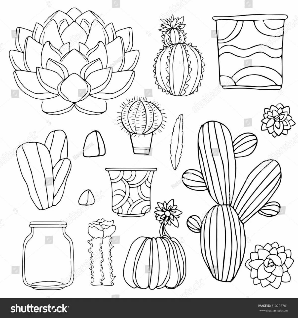 Luminous succulents coloring pages