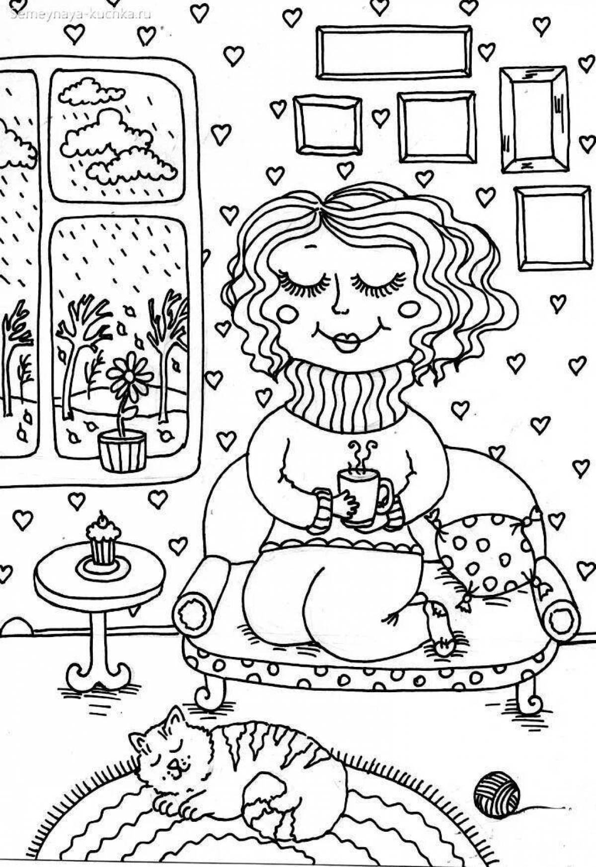 Relaxing cozy coloring book