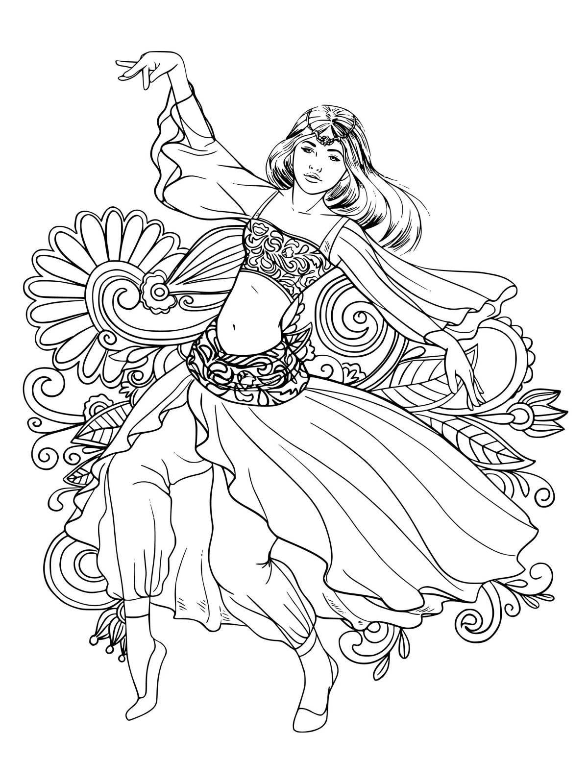Playful gypsy coloring book