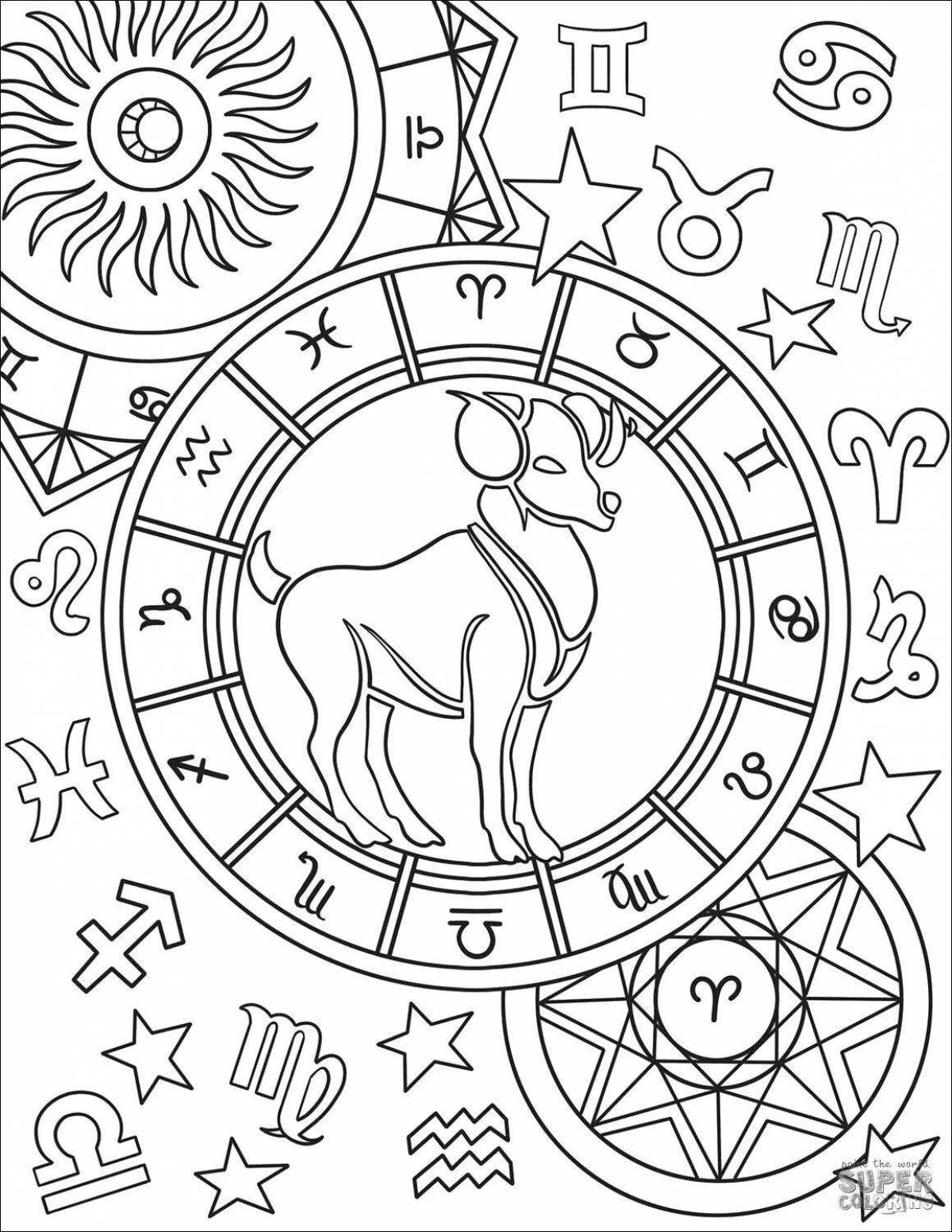 Colorful zodiac coloring page
