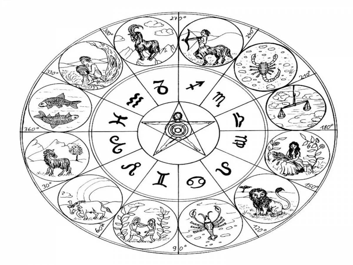 Coloring book beautiful zodiac