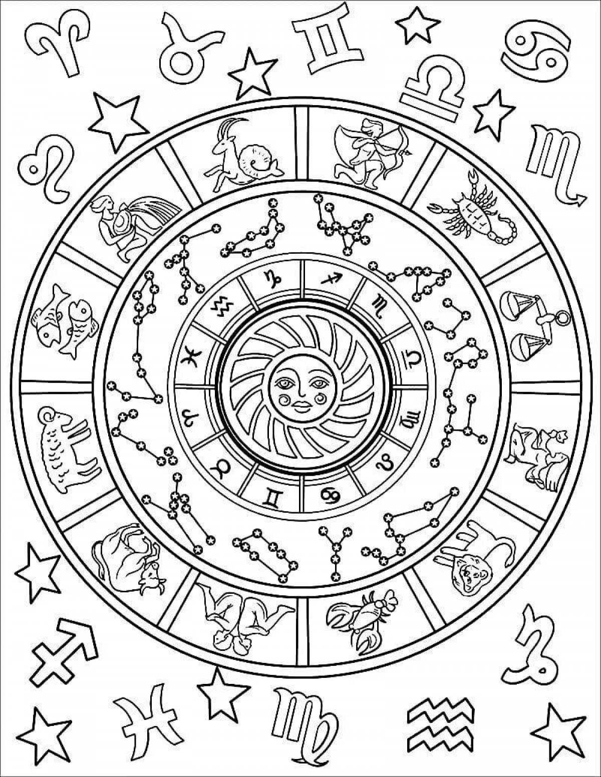Mysterious zodiac coloring book