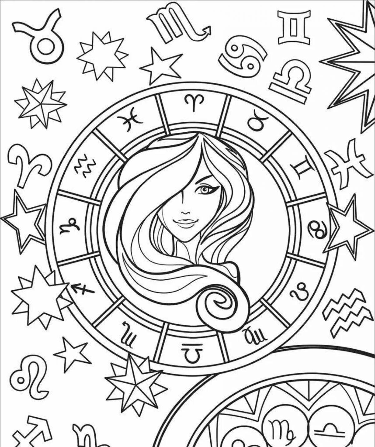 Coloring mystical zodiac