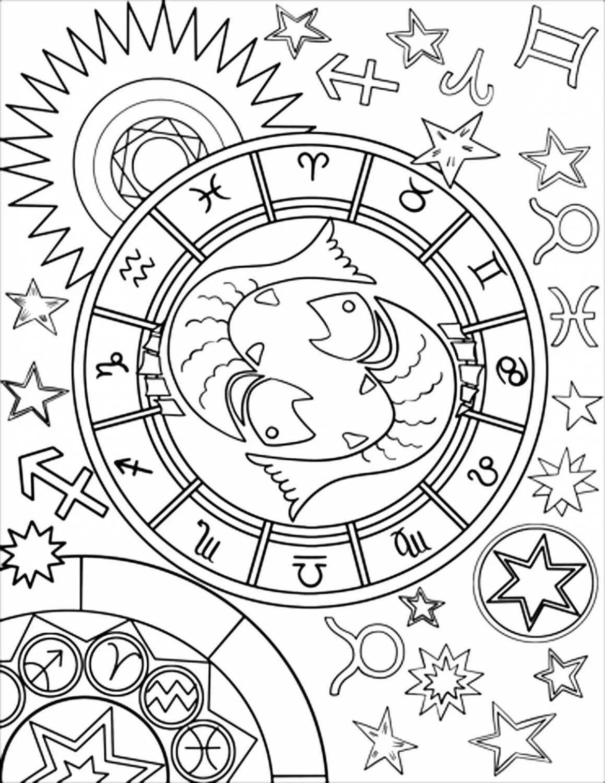 Surreal zodiac coloring book