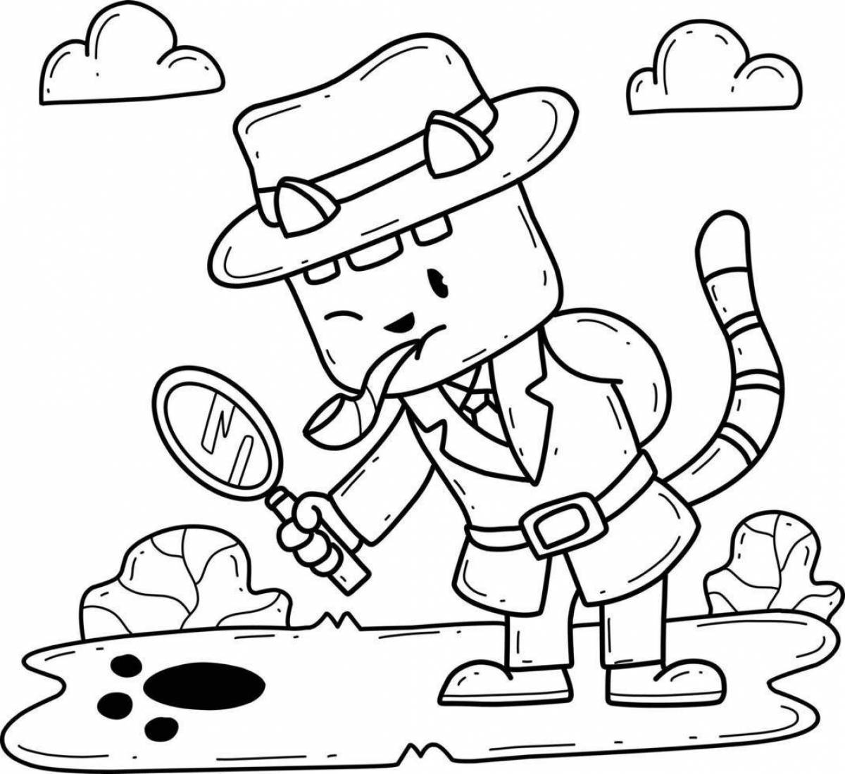 Adventurous detective coloring page