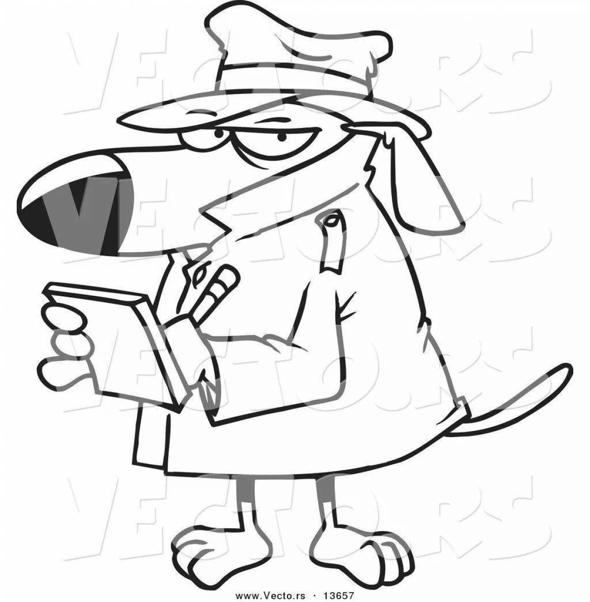 Playful detective coloring page