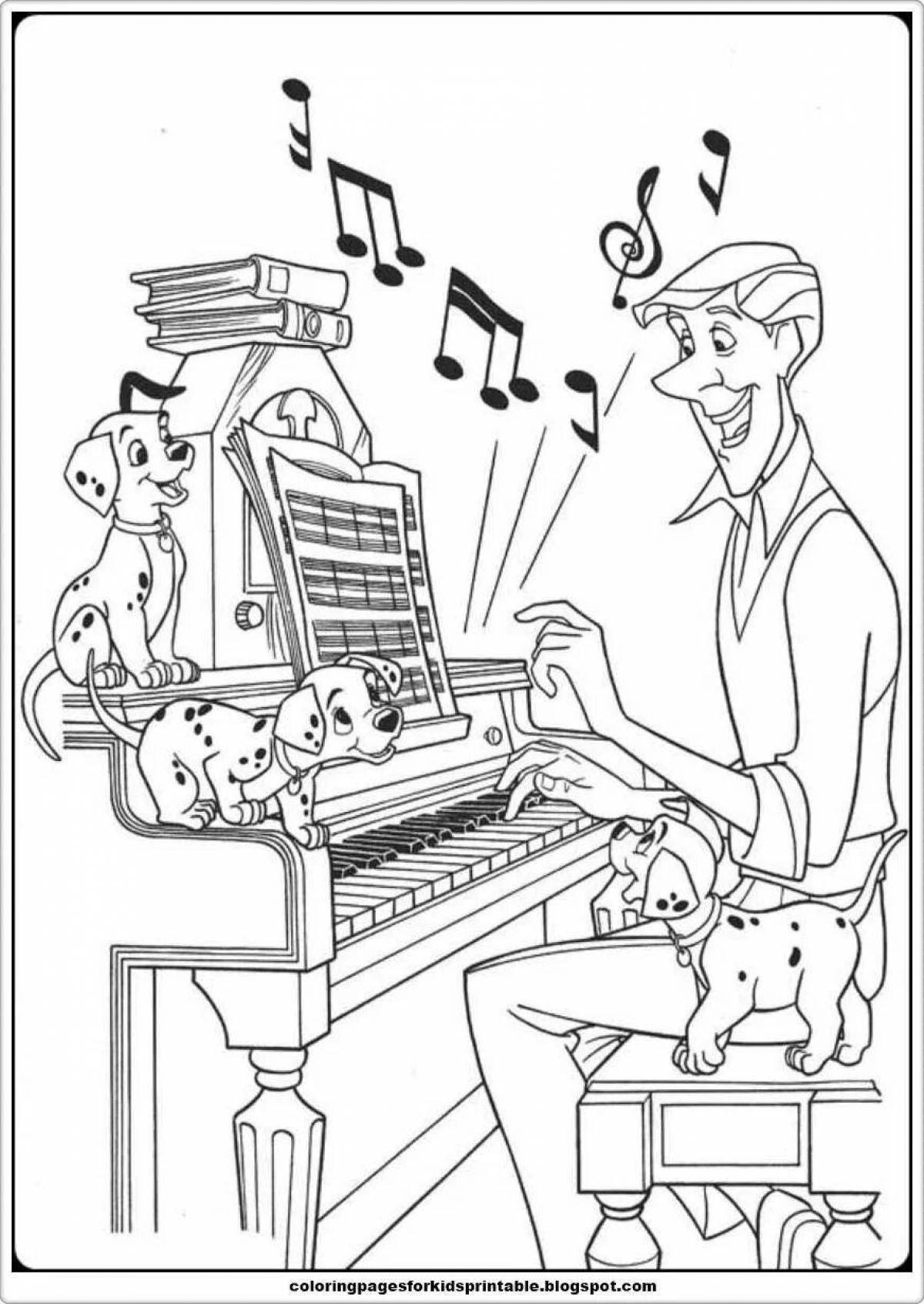 Energetic musician coloring book