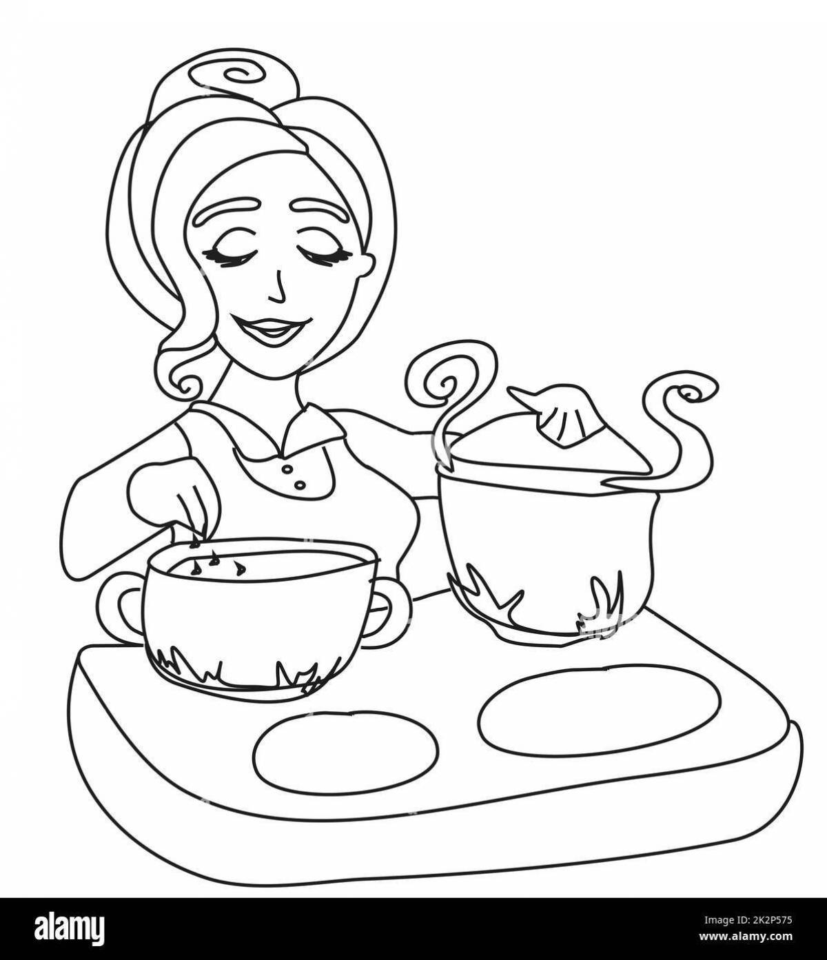 Coloring playful housewife