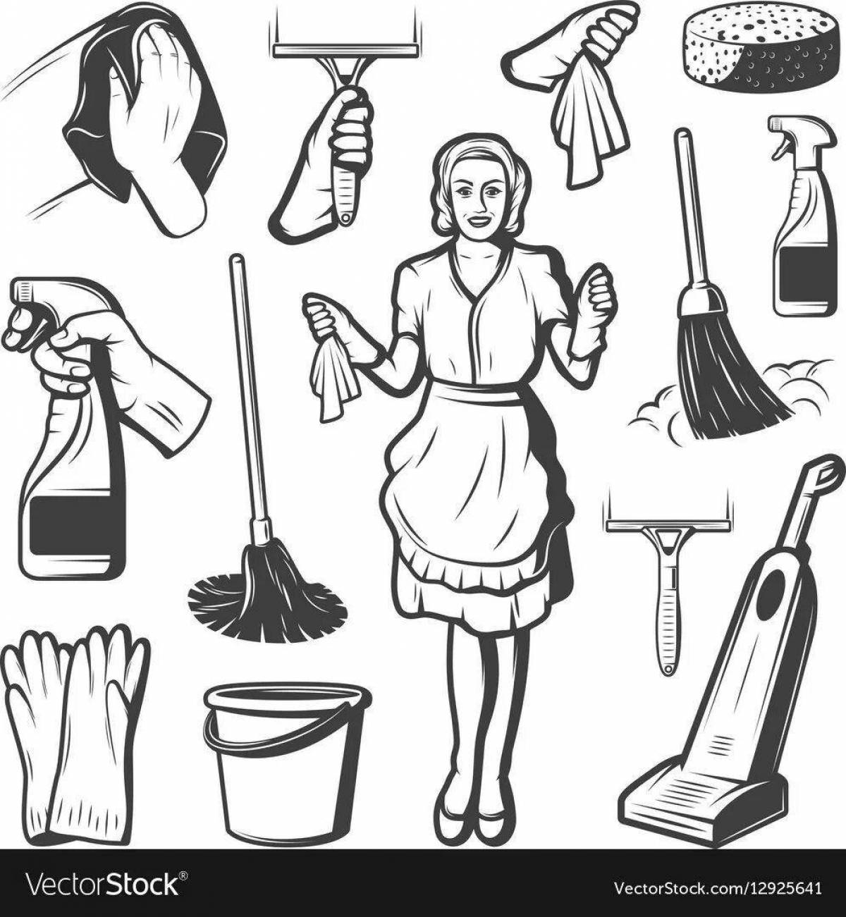 Coloring page charming housewife