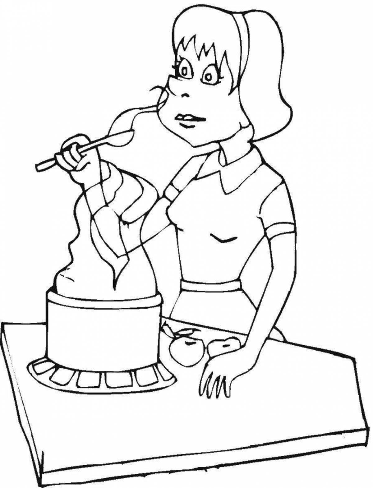 Coloring page magical housewife