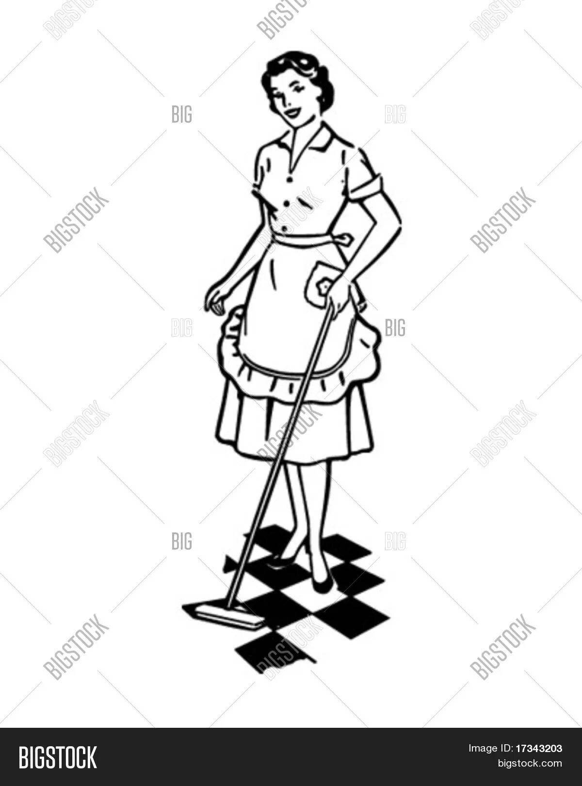Adorable housewife coloring page