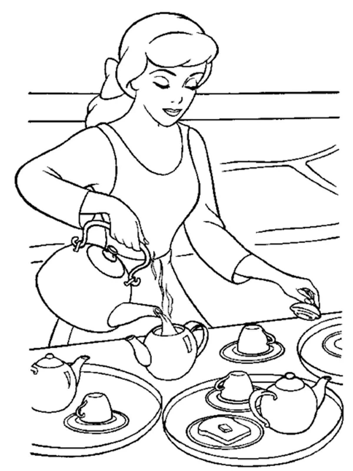 Coloring page happy housewife