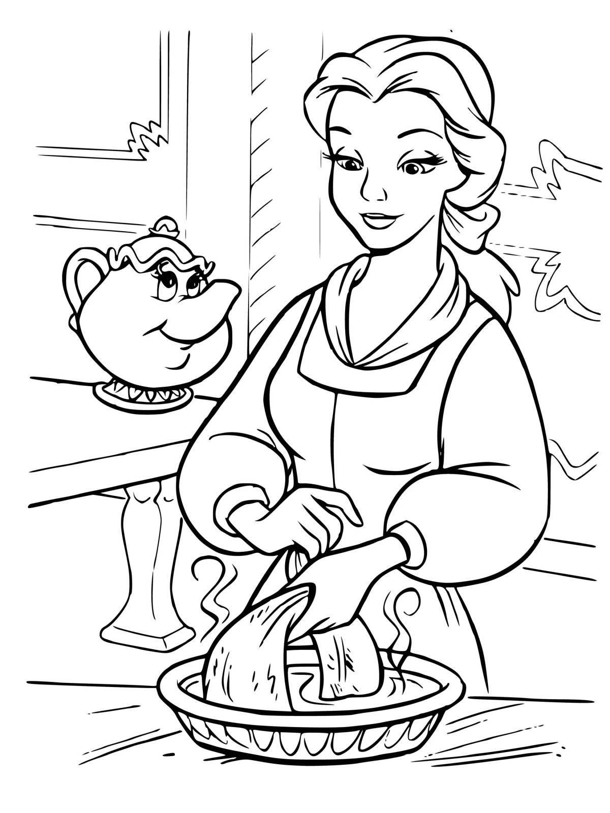 Coloring funny housewife