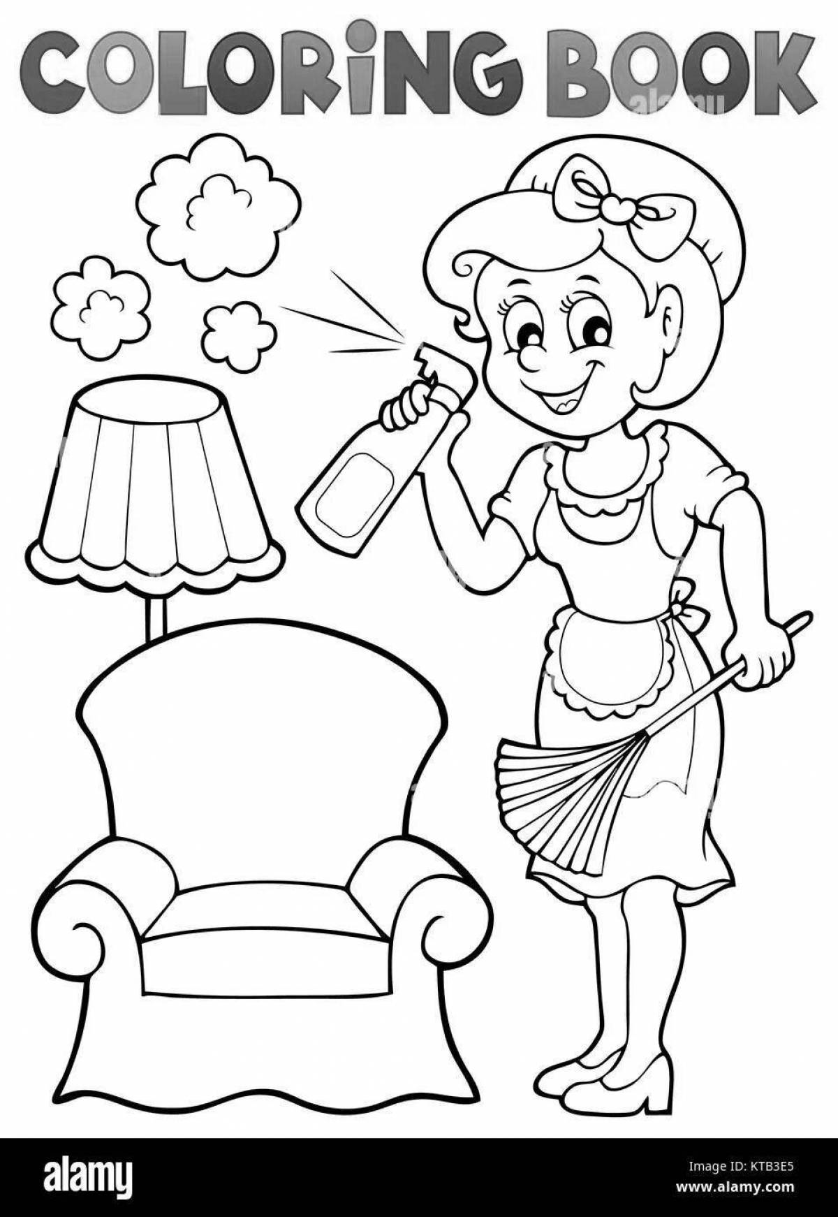 Curvy housewife coloring page