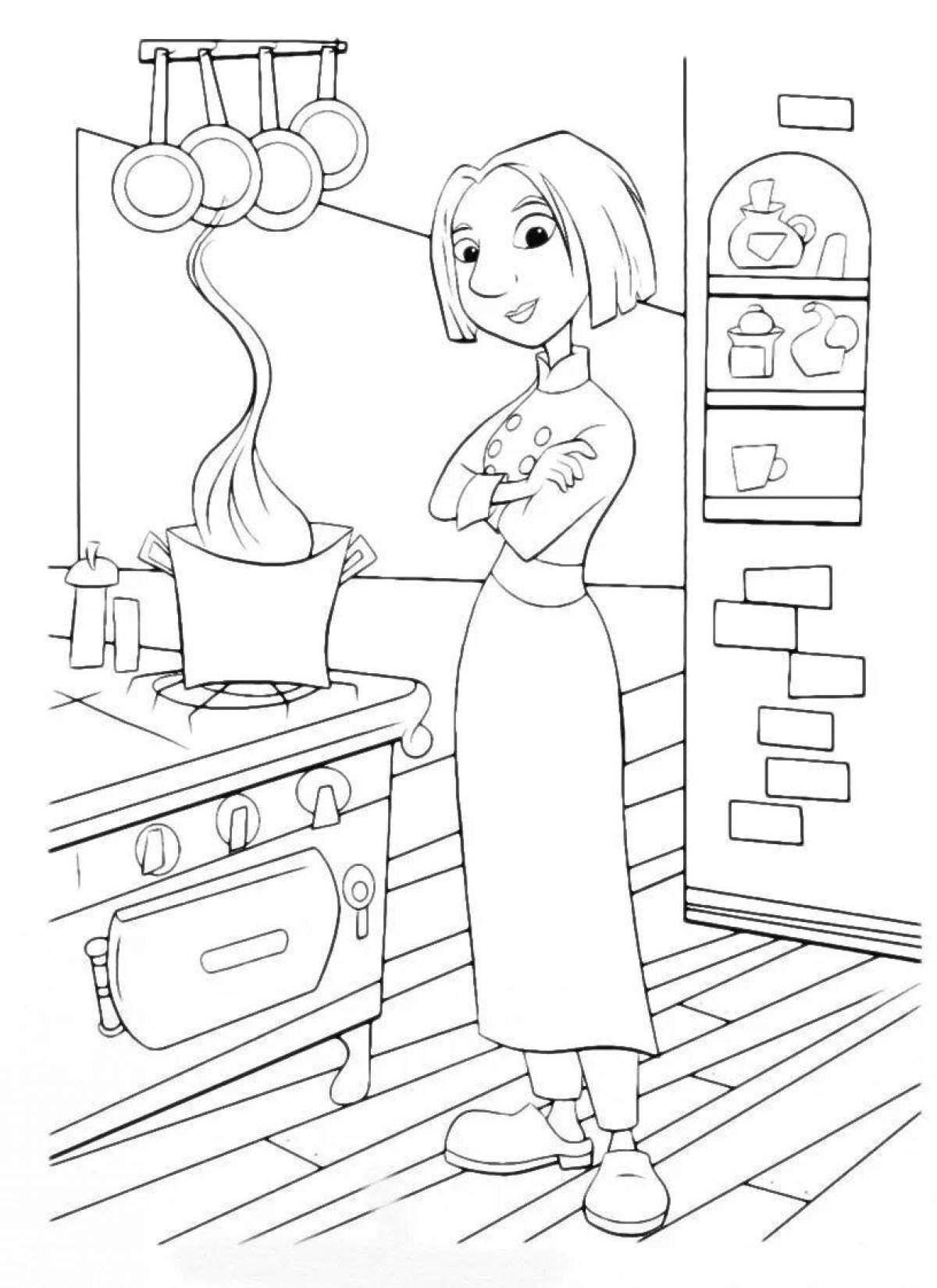 Colorful housewife coloring book