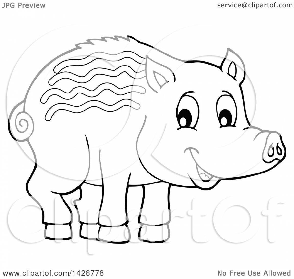 Frightening wild boar coloring page