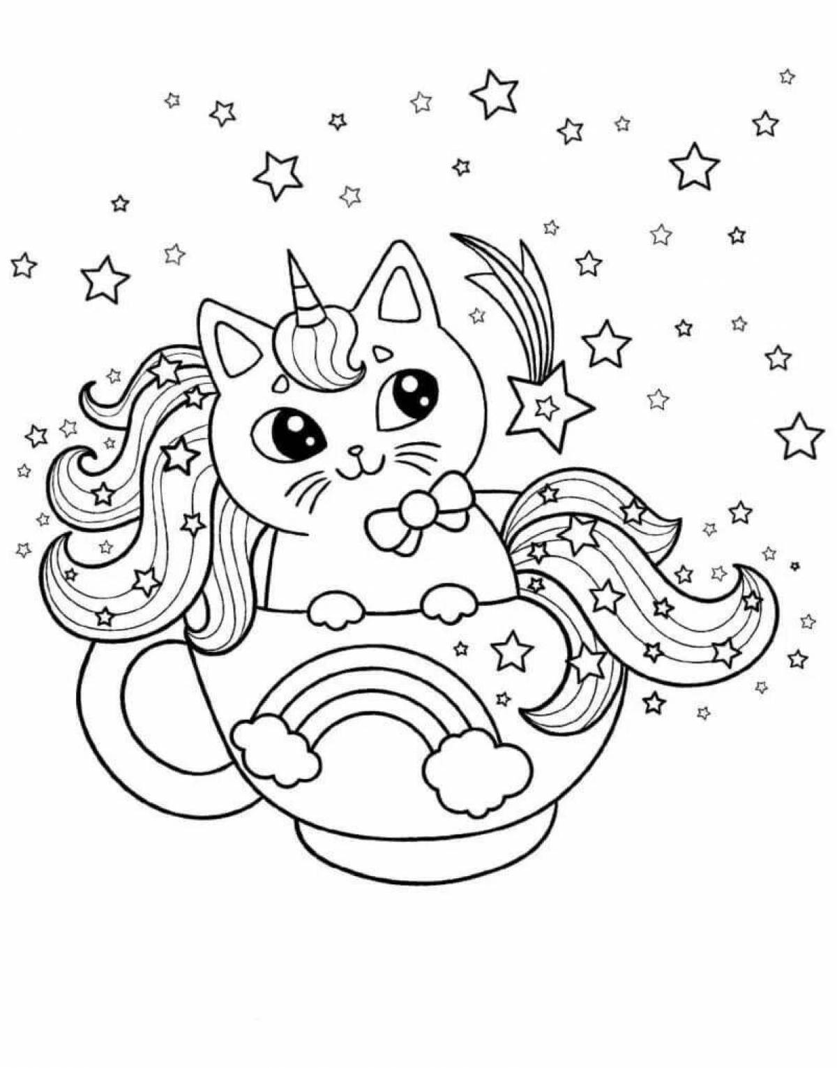 Яркая раскраска catunicorn