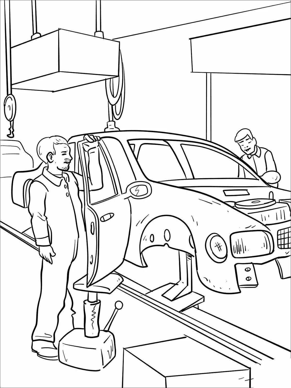 Photo Car mechanic bright coloring