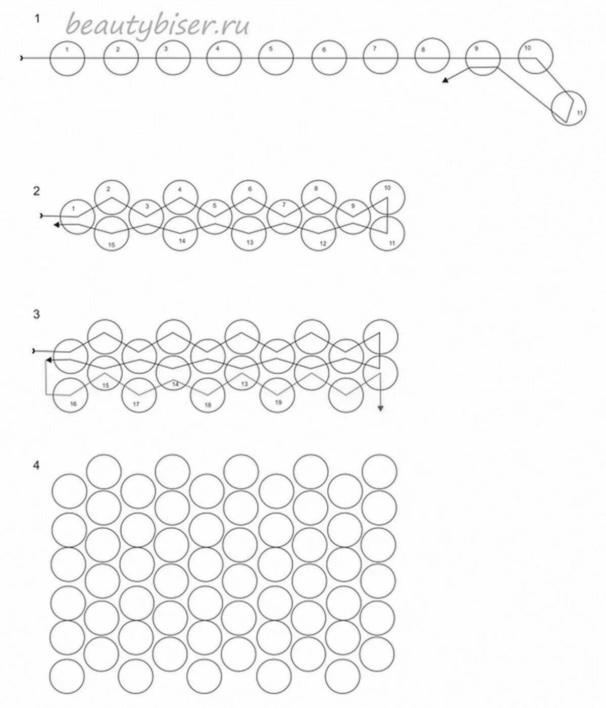 Colouring beads with a dazzling pattern