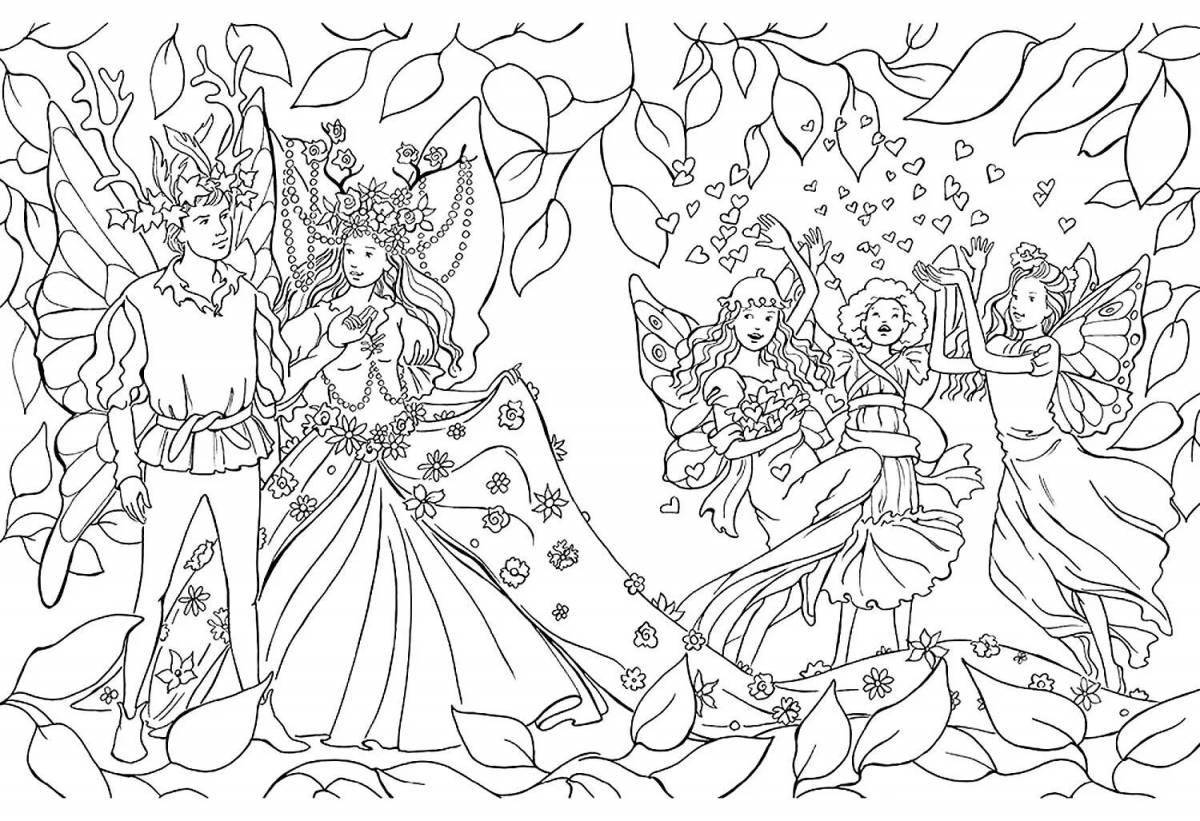 Magic fairies glowing coloring pages