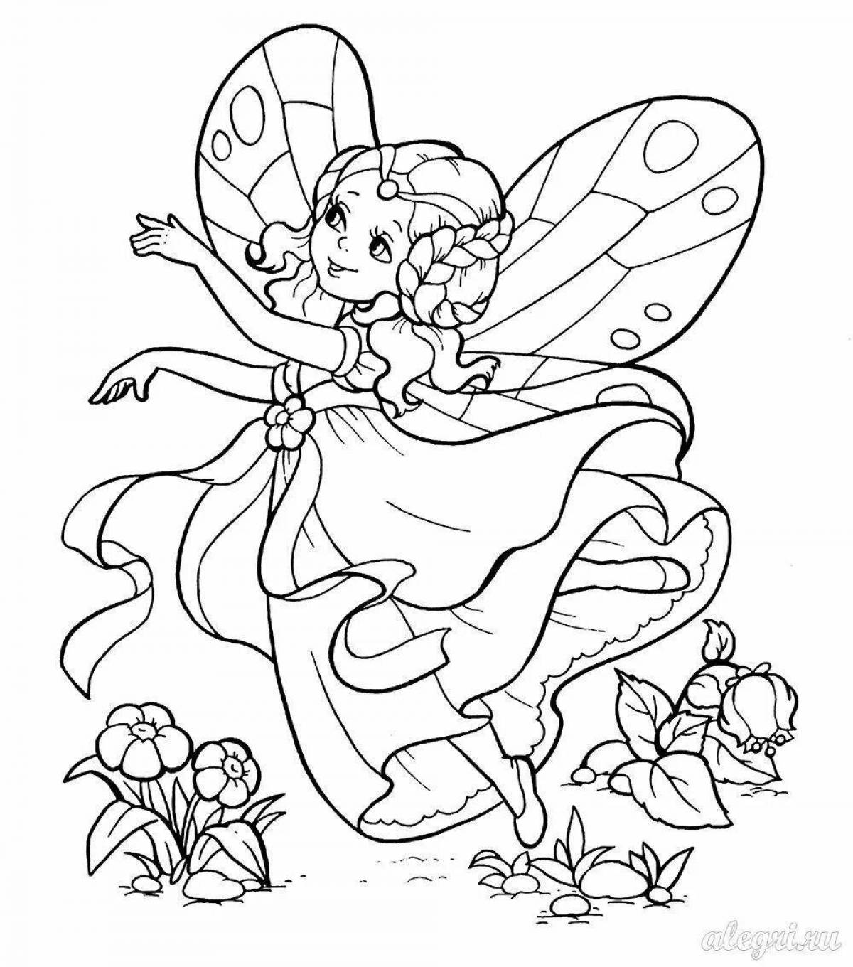 Colorful coloring fairy fairies