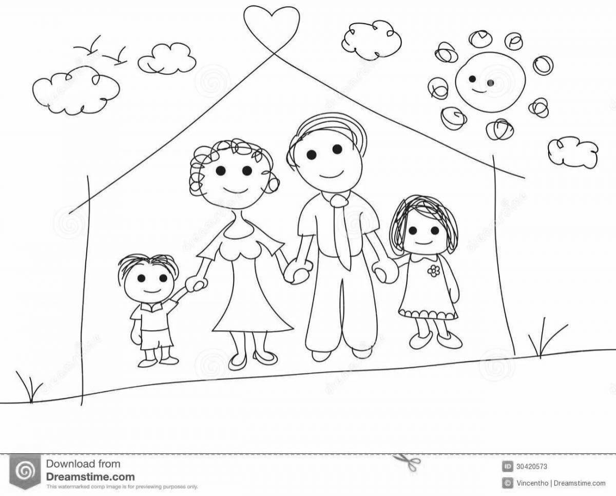 Рисунок семьи детский шаблон