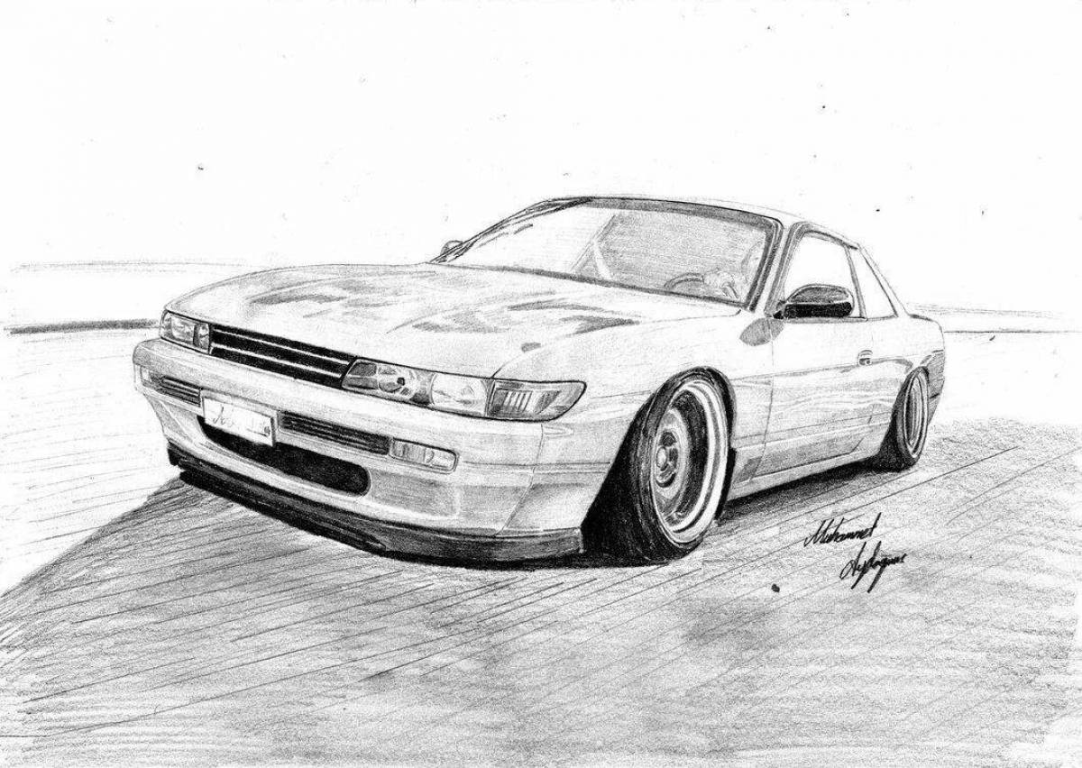 Как нарисовать nissan silvia s15