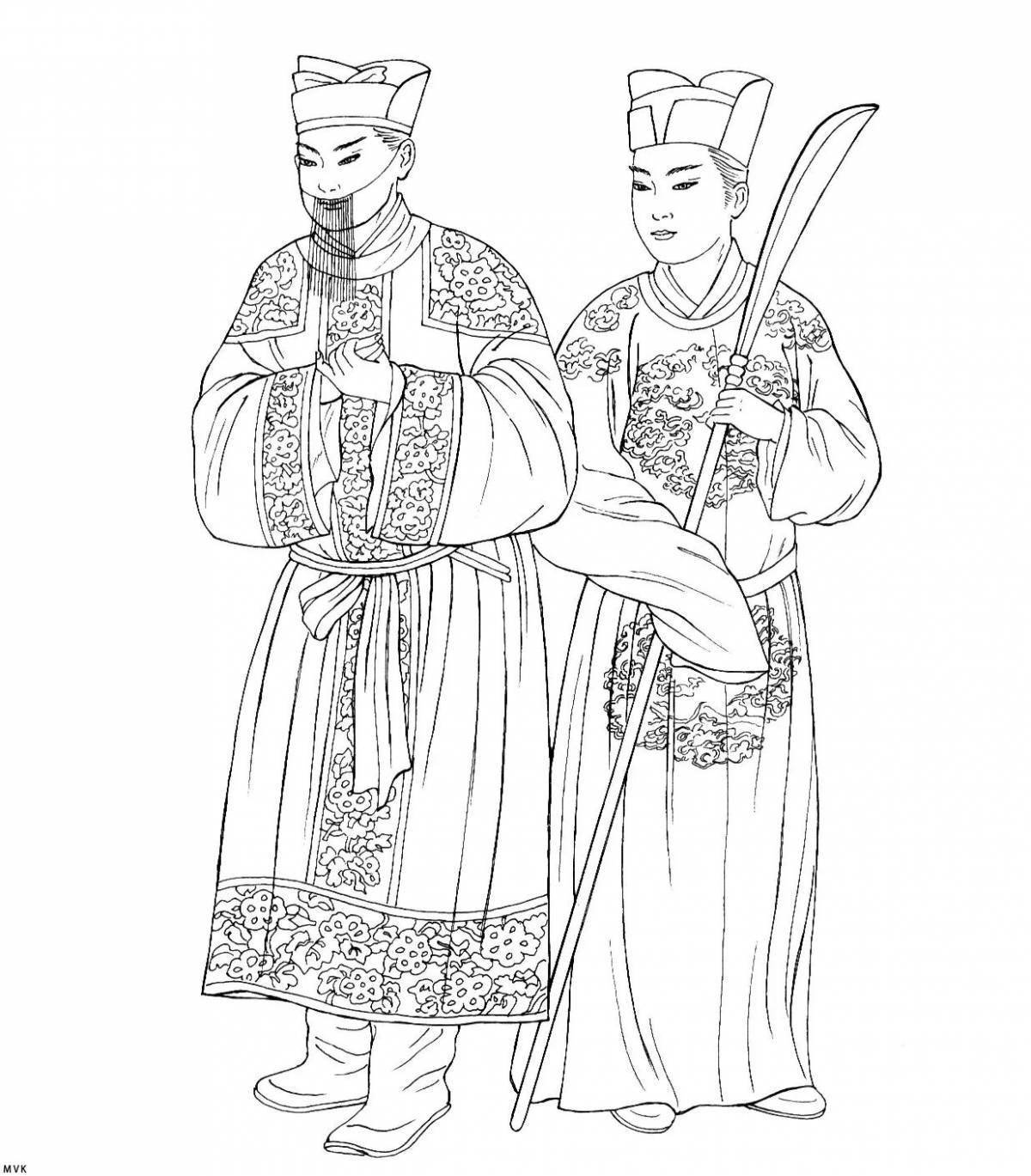 Китайский костюм мужской раскраска
