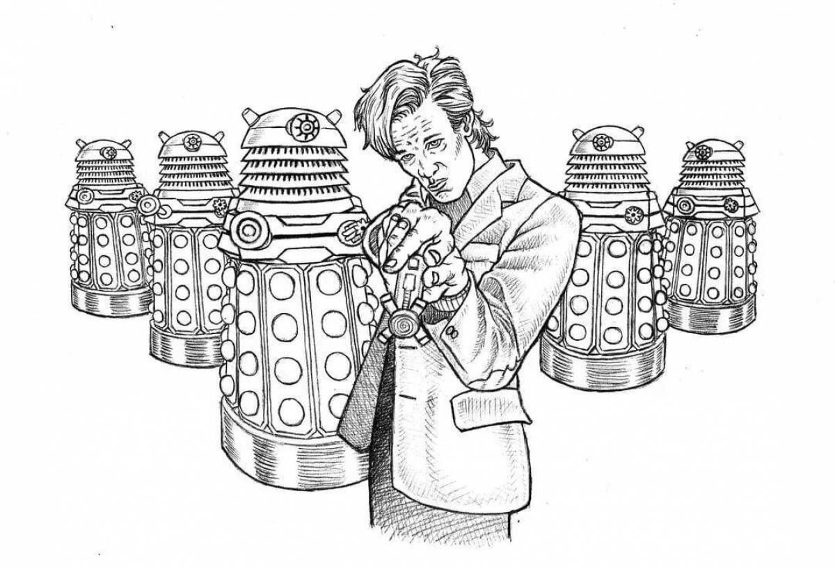 Coloring book playful doctor who