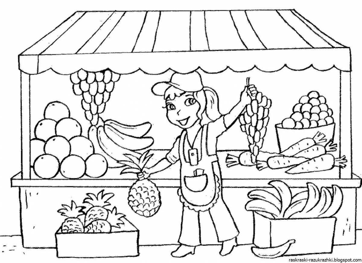 Coloring Page of Live Food Store