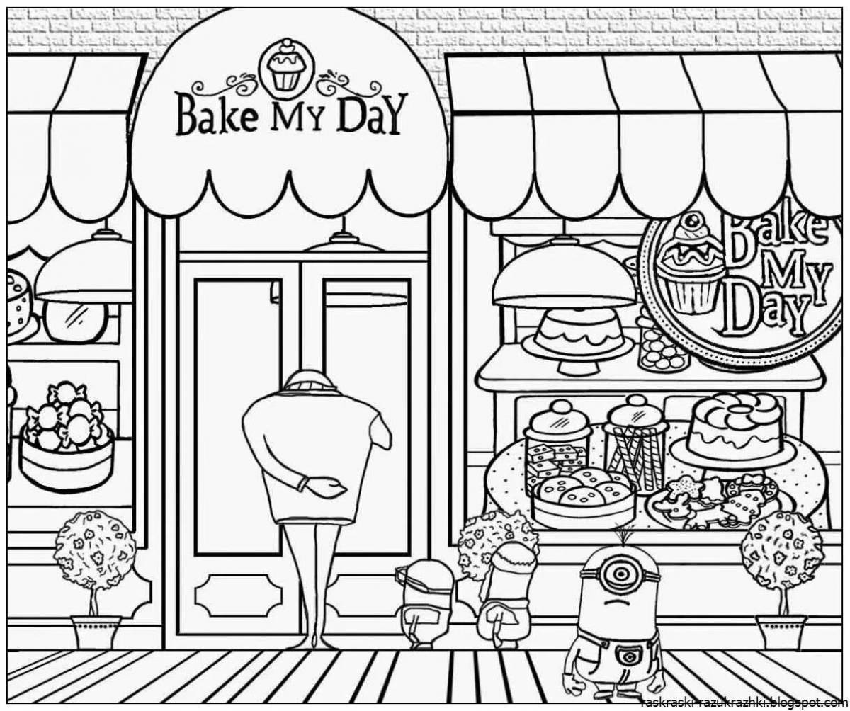 Radiant produce shop coloring page