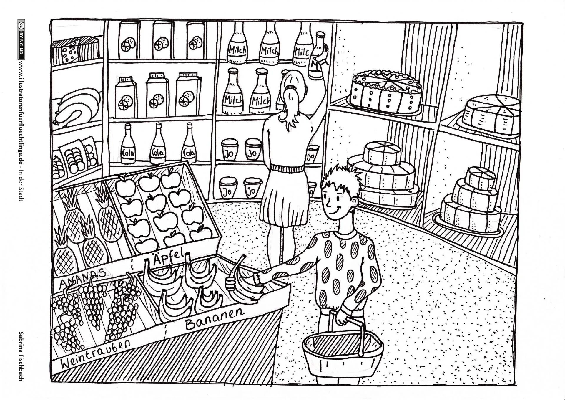 Attractive grocery store coloring page