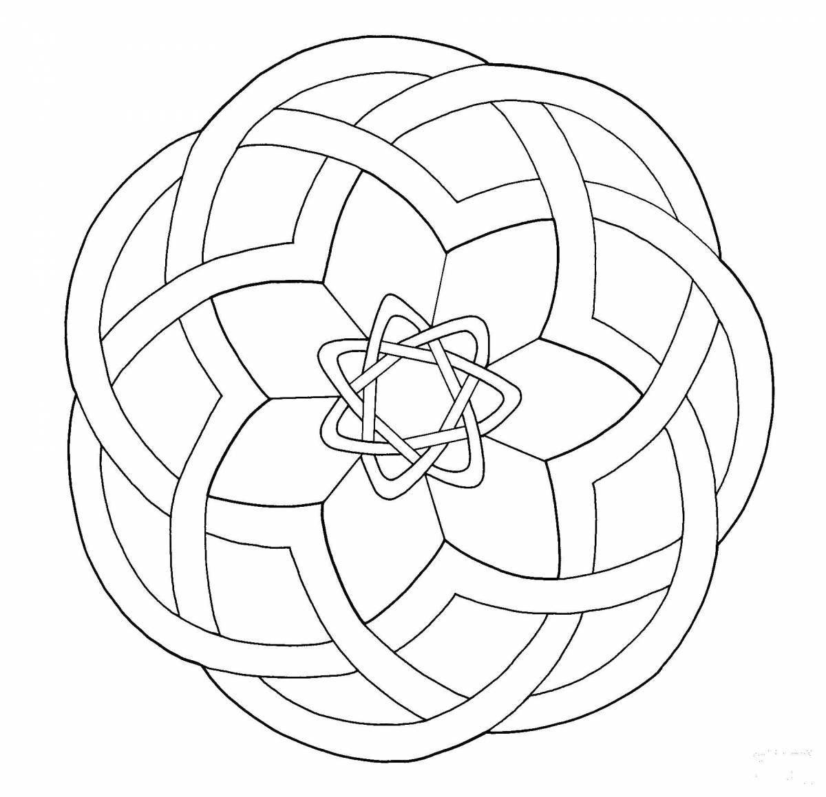 Coloring page with ornate light pattern