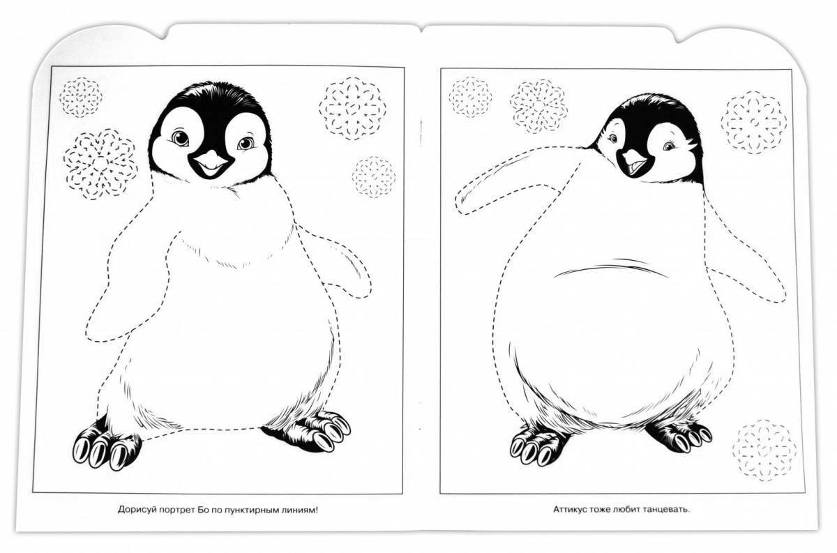 Изящный пингвин-раскраска