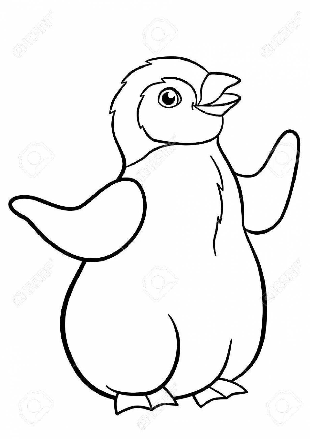 Буйный пингвин-раскраска