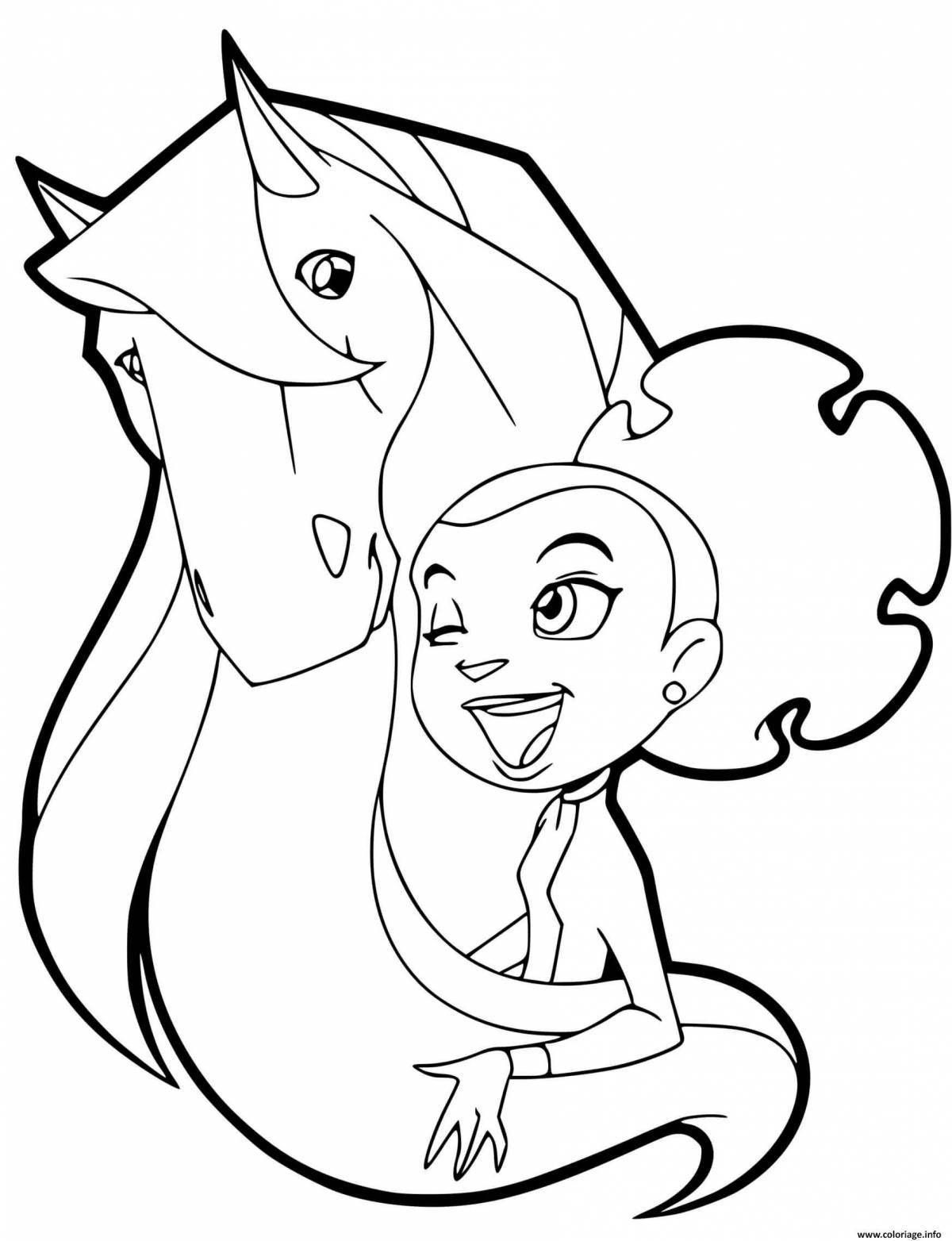 Coloring page glorious land of horses