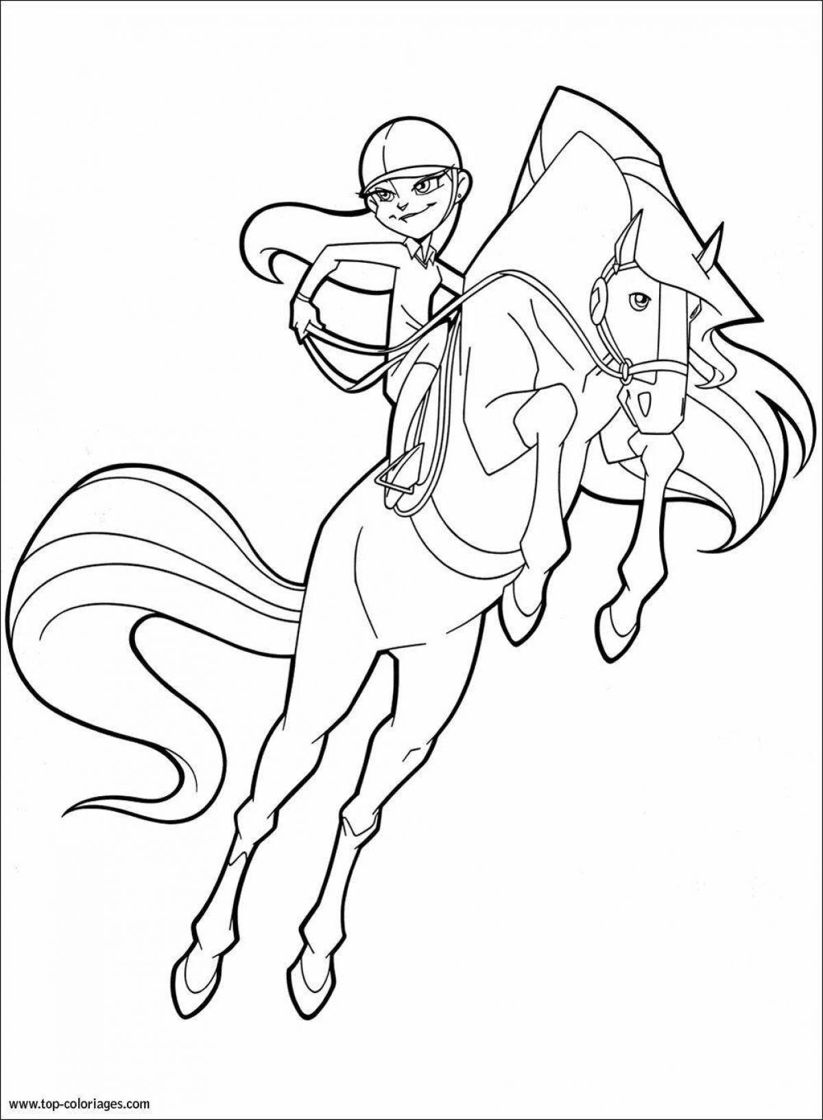 Coloring page delightful land of horses