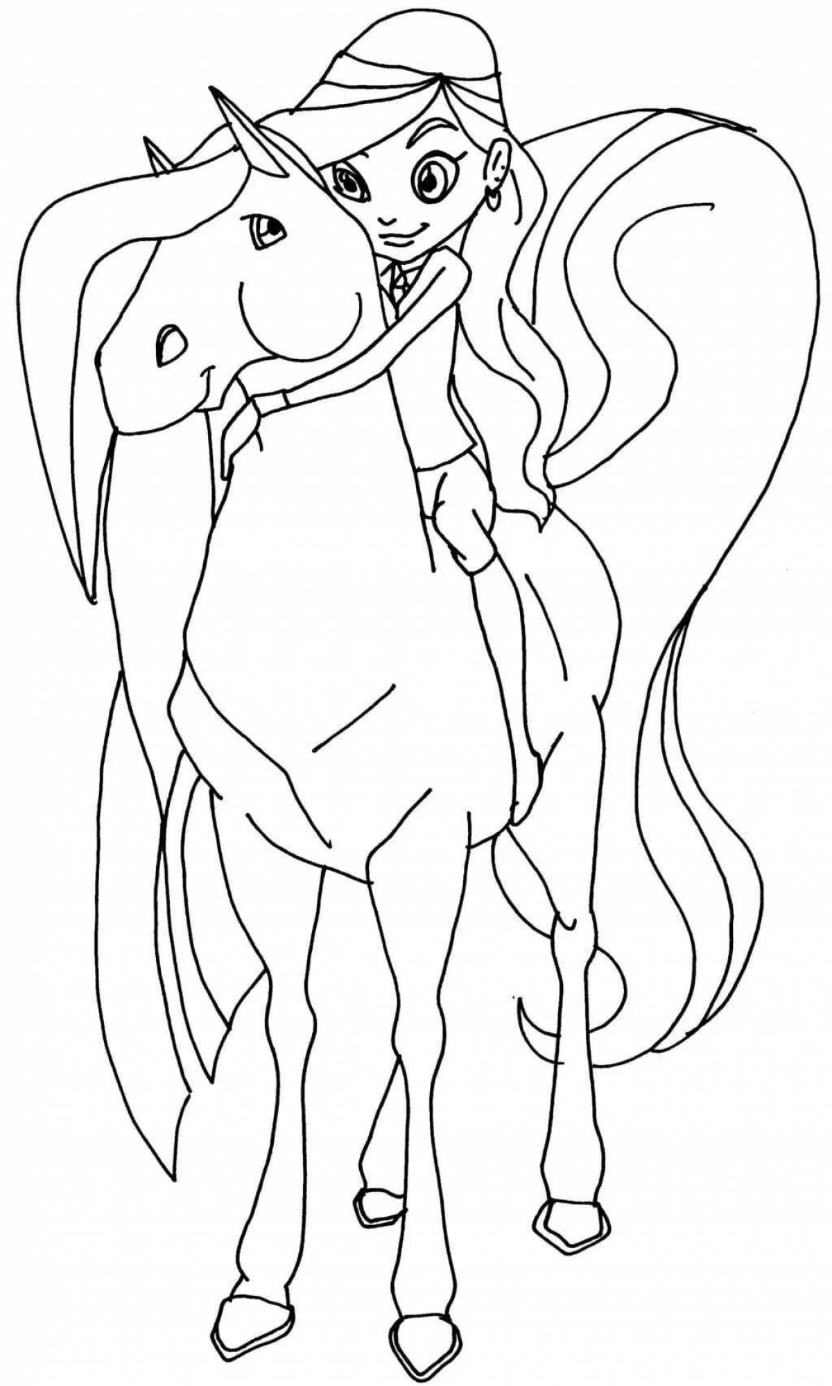 Coloring page exotic country of horses