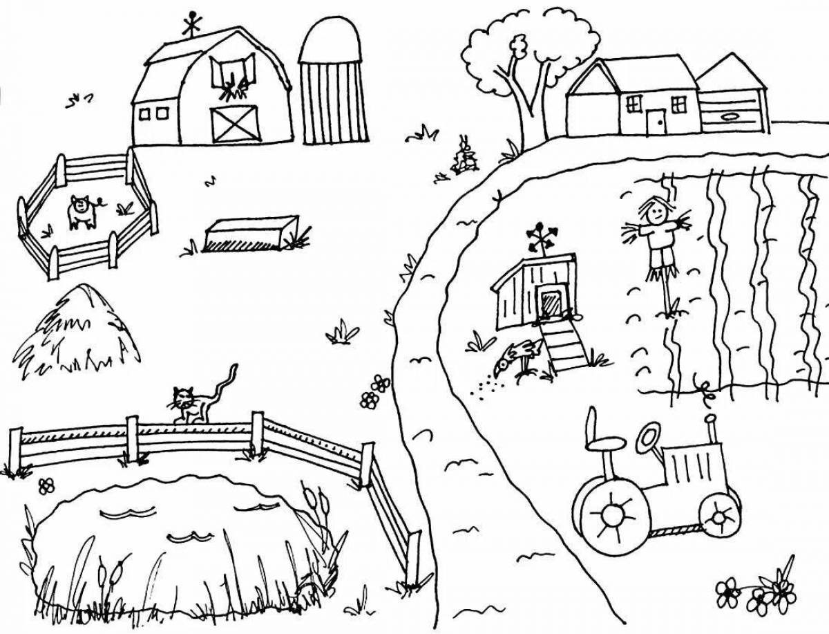 The charm of my village coloring page