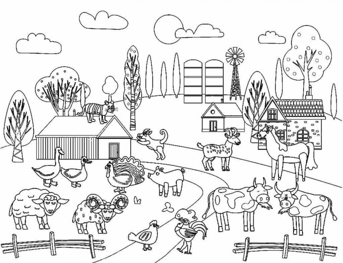 Painting my village coloring page