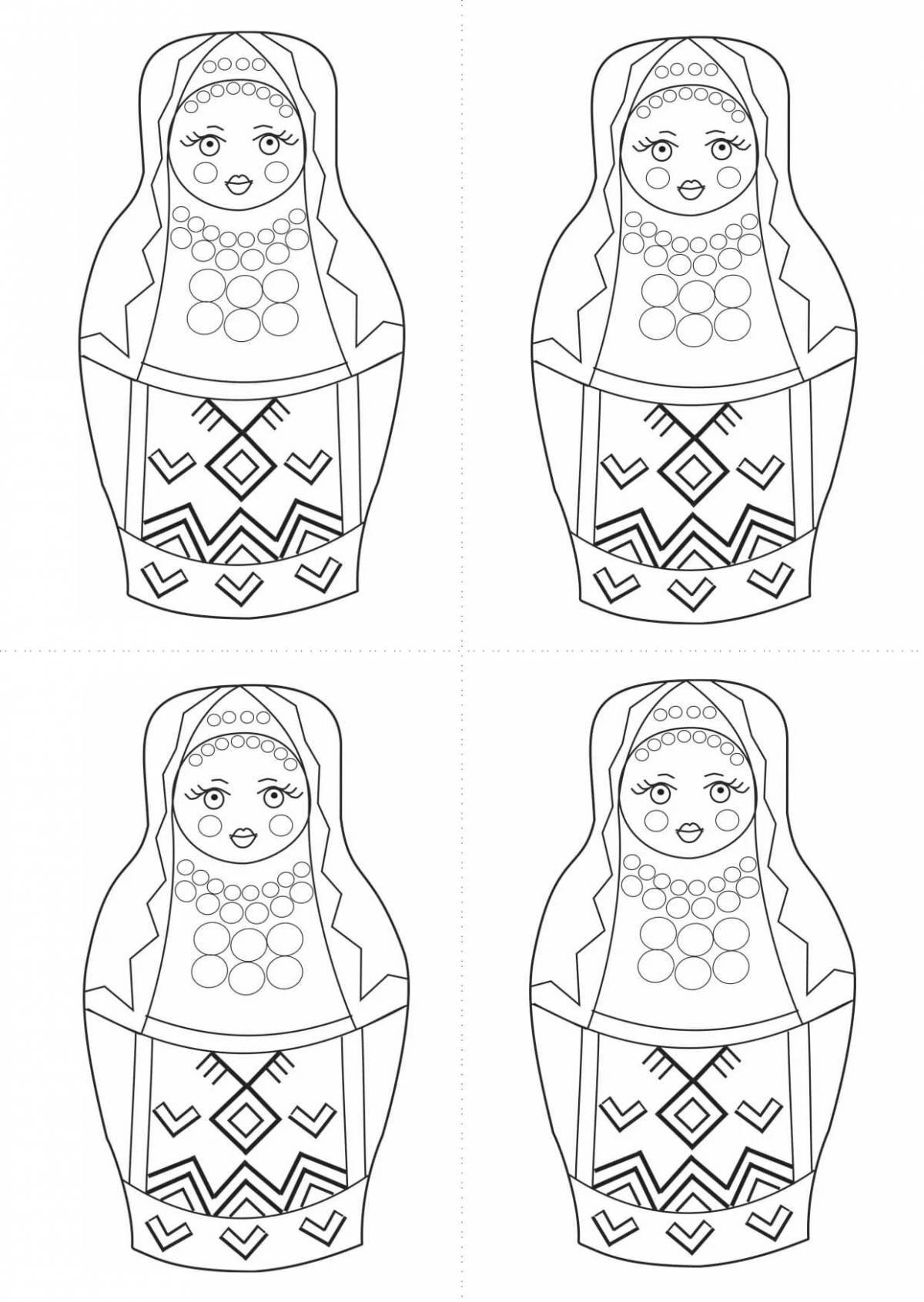 Coloring page dazzling Chuvash costume